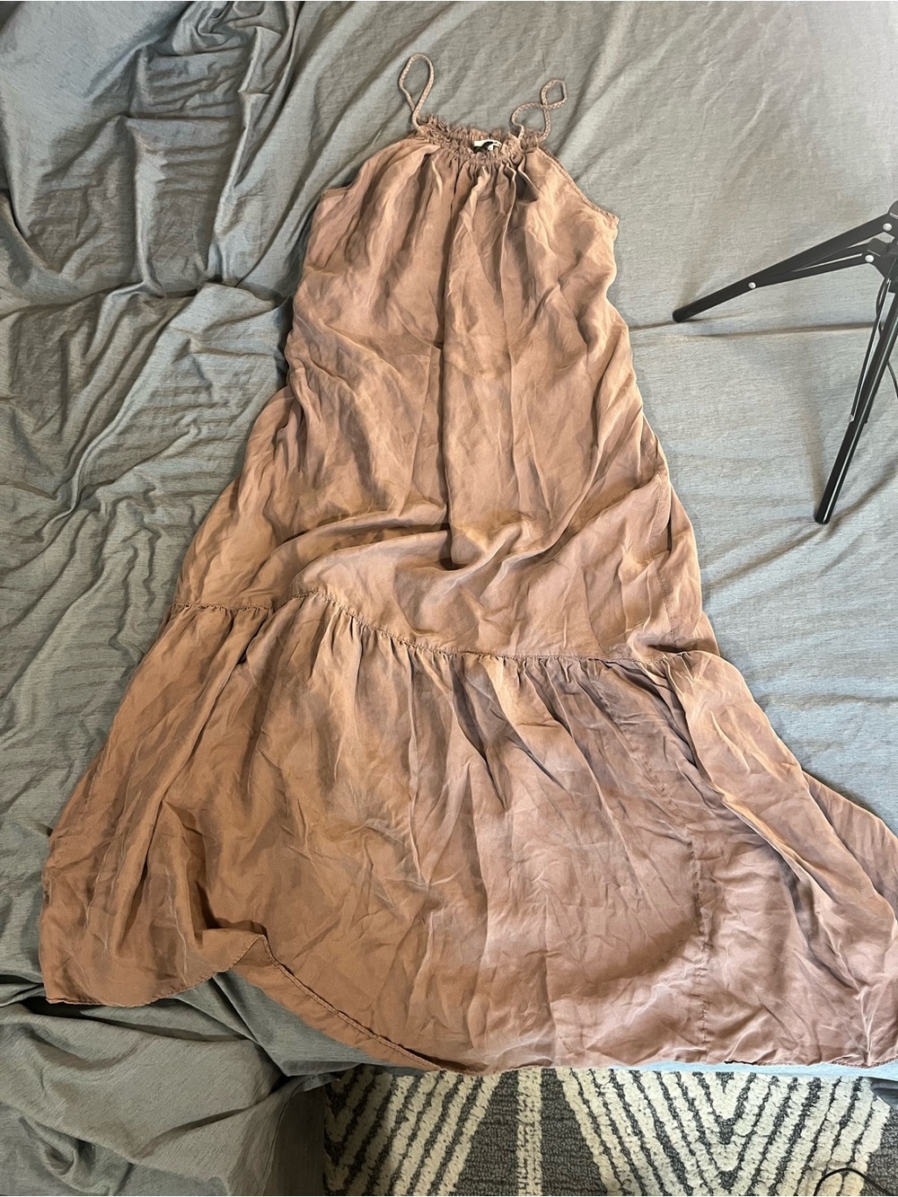 Unsubscribed 100% silk soft brown  Maxi Dress